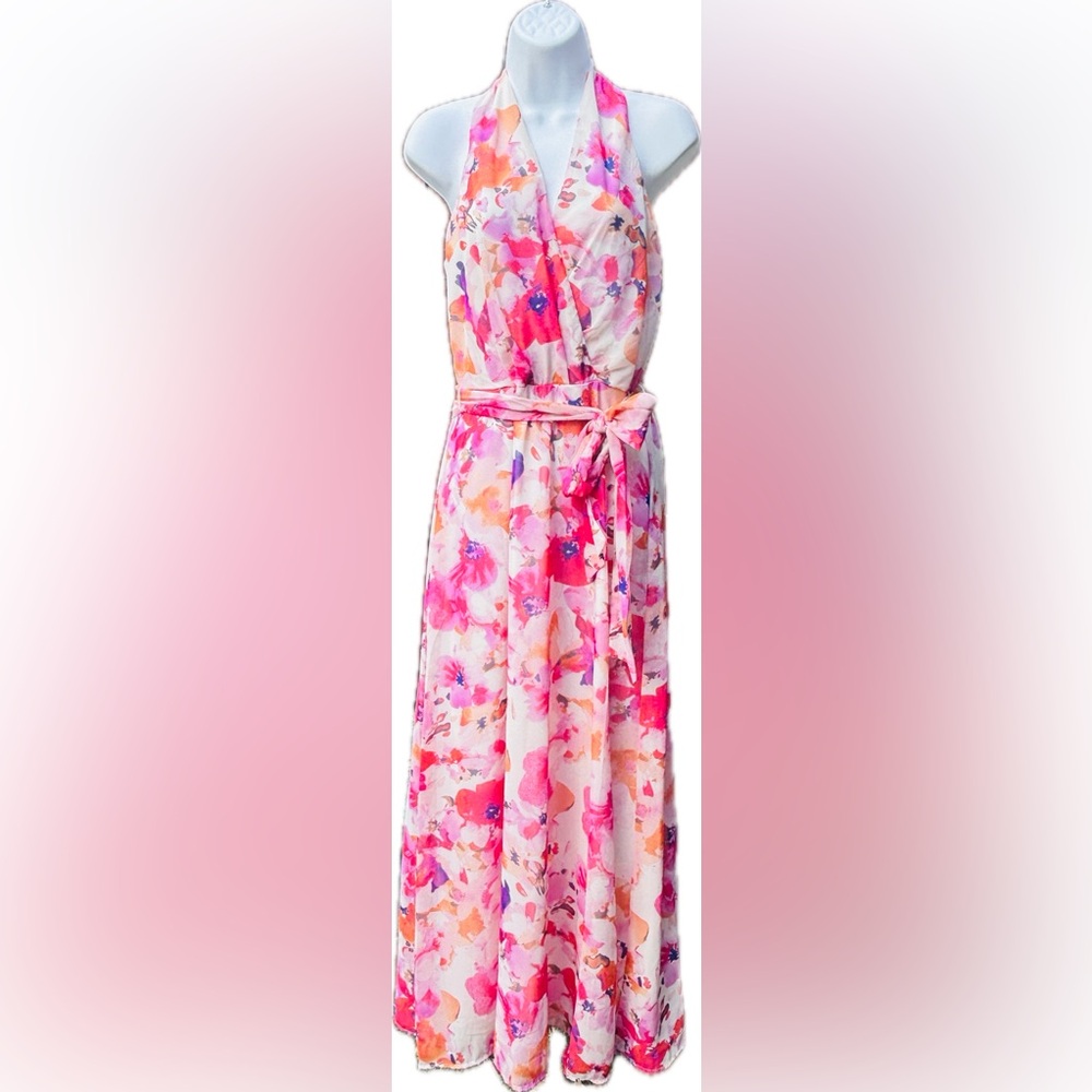 NY Collection Floral Halter Maxi Dress